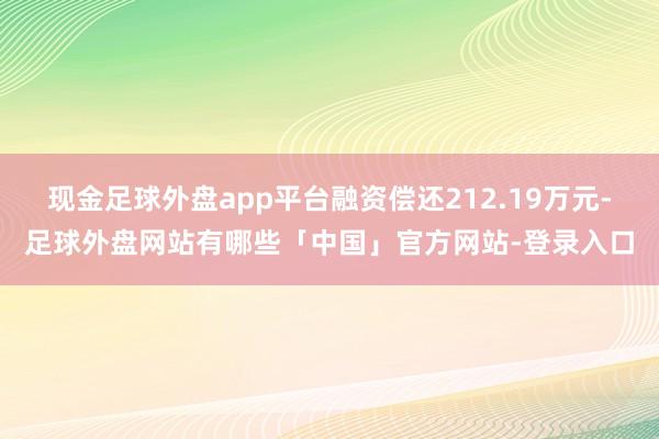 现金足球外盘app平台融资偿还212.19万元-足球外盘网站有哪些「中国」官方网站-登录入口